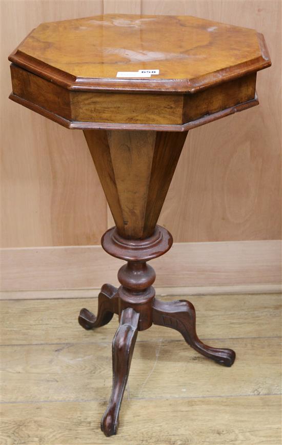 A Victorian walnut work table, H.76cm